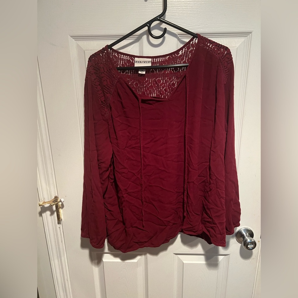 Ava & Viv red long sleeve top 3X